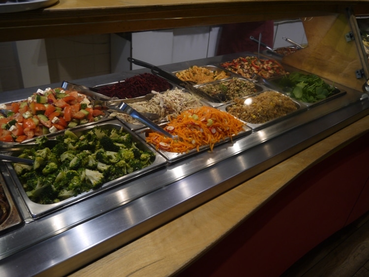 Choice Of Salads At Beatroot Vegetarian Cafe, London